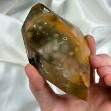 Load image into Gallery viewer, XL “Outer Space” Amphibole in Quartz Freeform on Stand

