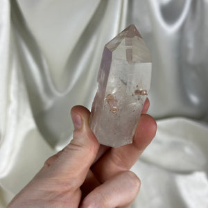 Partially Polished Hematite Quartz Tower with Penetrator D