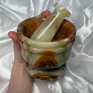 XL Banded Calcite Mortar and Pestle A
