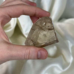 Partially Polished Citrine on Stand