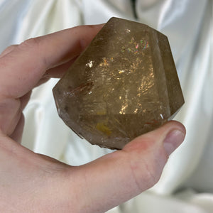 Partially Polished Elestial Citrine Freeform on Stand