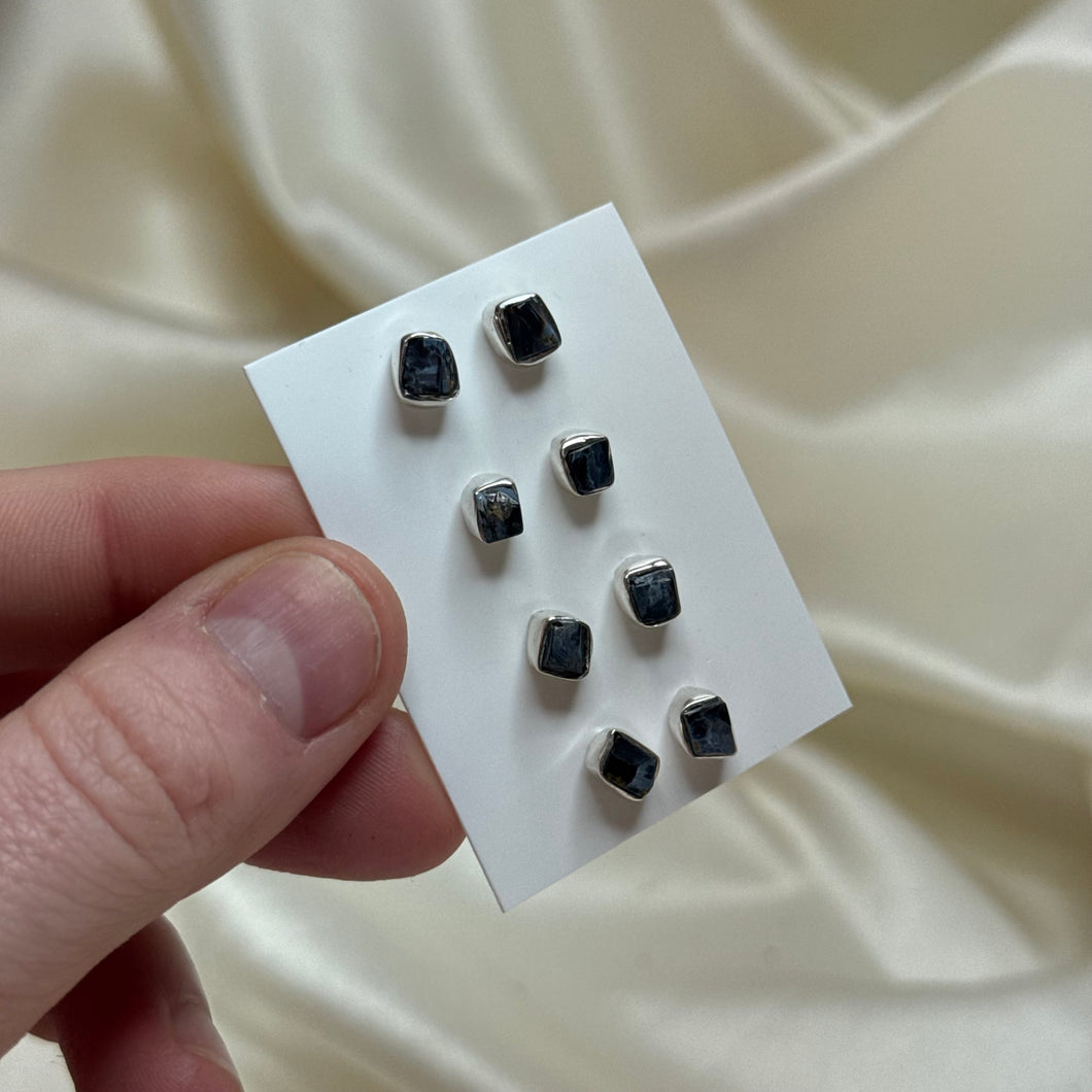 Sterling Silver Pietersite Studs