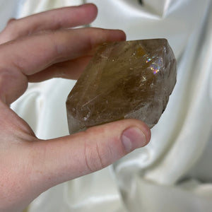 Partially Polished Elestial Citrine Freeform on Stand