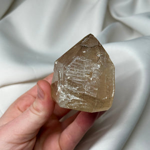 Partially Polished Natural Citrine Tower with Rainbows