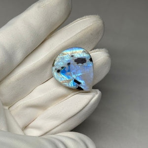 Rainbow Moonstone Cabochon with Tourmaline 34.45ct