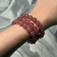 Load image into Gallery viewer, “Strawberry Quartz” Stretch Bracelet (Tanzberry Quartz) 6.75” wrist
