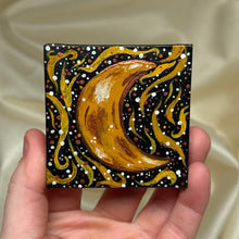 Load image into Gallery viewer, "Cosmic" Set of 2 Original Acrylic Paintings on Display Easels (3"x3" Canvaes)
