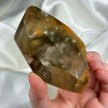 Load image into Gallery viewer, XL “Outer Space” Amphibole in Quartz Freeform on Stand
