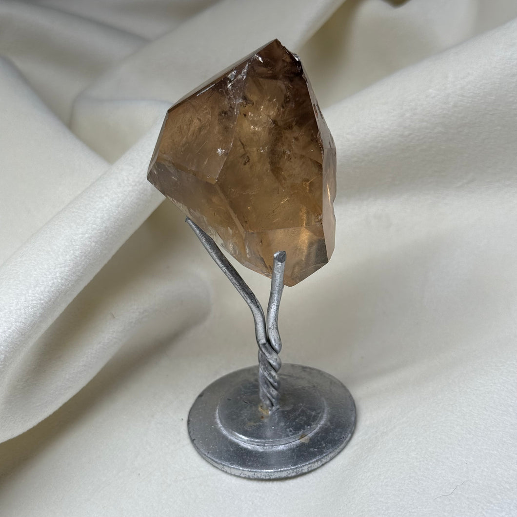 Partially Polished Honey Citrine Freeform on Stand