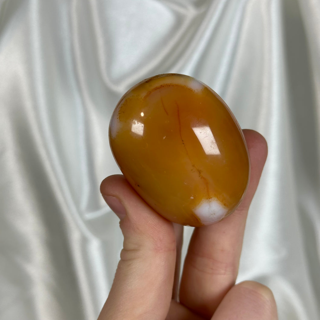 Orange and White Carnelian Palmstone