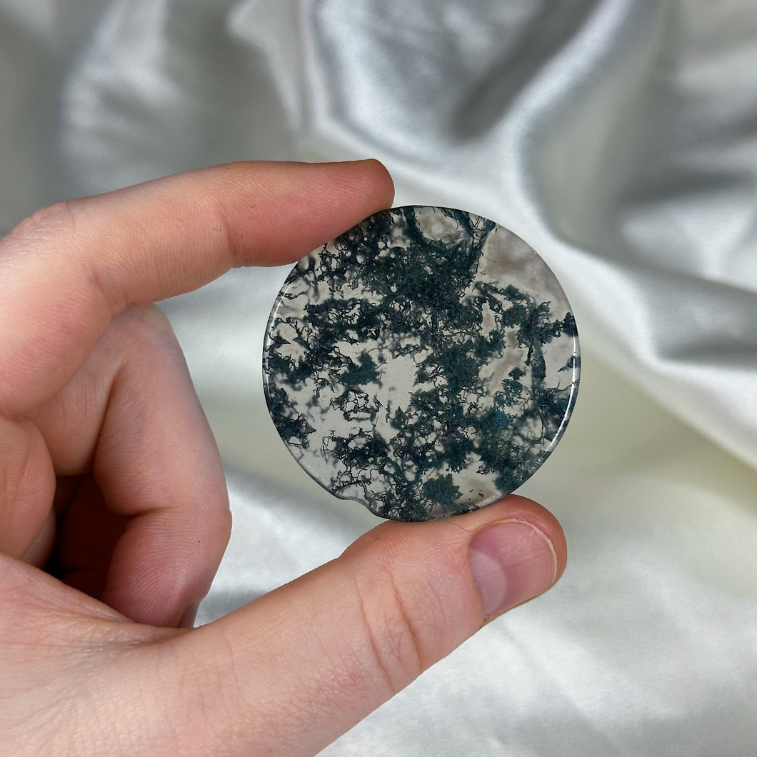 Moss Agate Disc Carving C