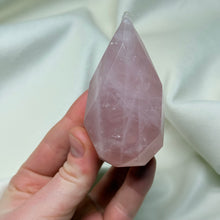 Load image into Gallery viewer, Rose Quartz Faceted Flame Carving C
