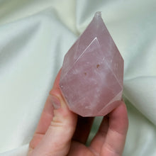Load image into Gallery viewer, Rose Quartz Faceted Flame Carving A
