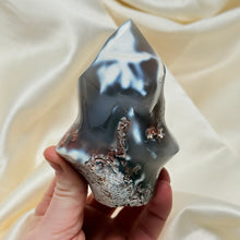 Load image into Gallery viewer, Unique Orca Agate Flame with Pink Moss Agate
