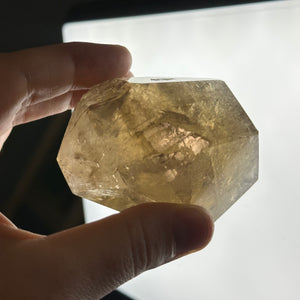 Partially Polished Elestial Citrine Freeform on Stand