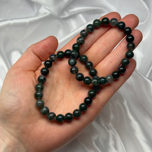 Load image into Gallery viewer, Moss Agate Stretch Bracelet 6.5” wrist
