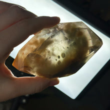 Load image into Gallery viewer, XL “Outer Space” Amphibole in Quartz Freeform on Stand
