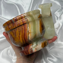 Load image into Gallery viewer, XL Banded Calcite Mortar and Pestle A
