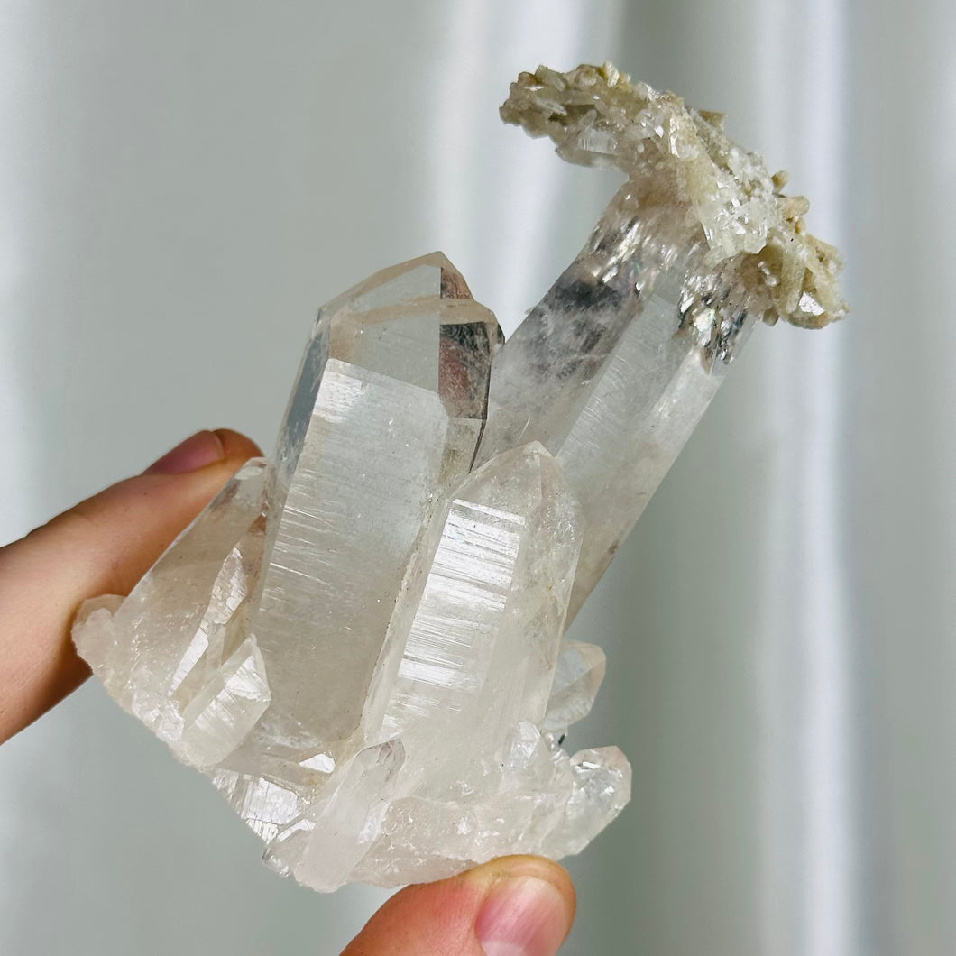Himalayan Quartz Cluster with a Cluster “Hat” of Chlorite-Included Points