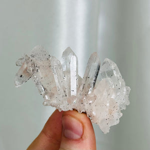 Pink Himalayan “Samadhi” Quartz Cluster with Anatase and Floating DT