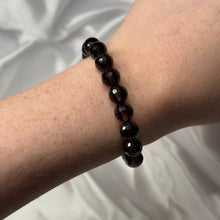 Load image into Gallery viewer, Faceted Smoky Quartz Stretch Bracelet 6.5” wrist
