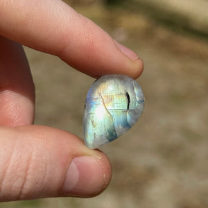 3.4g AA Grade Rainbow Moonstone with Black Tourmaline Inclusions Cabochon