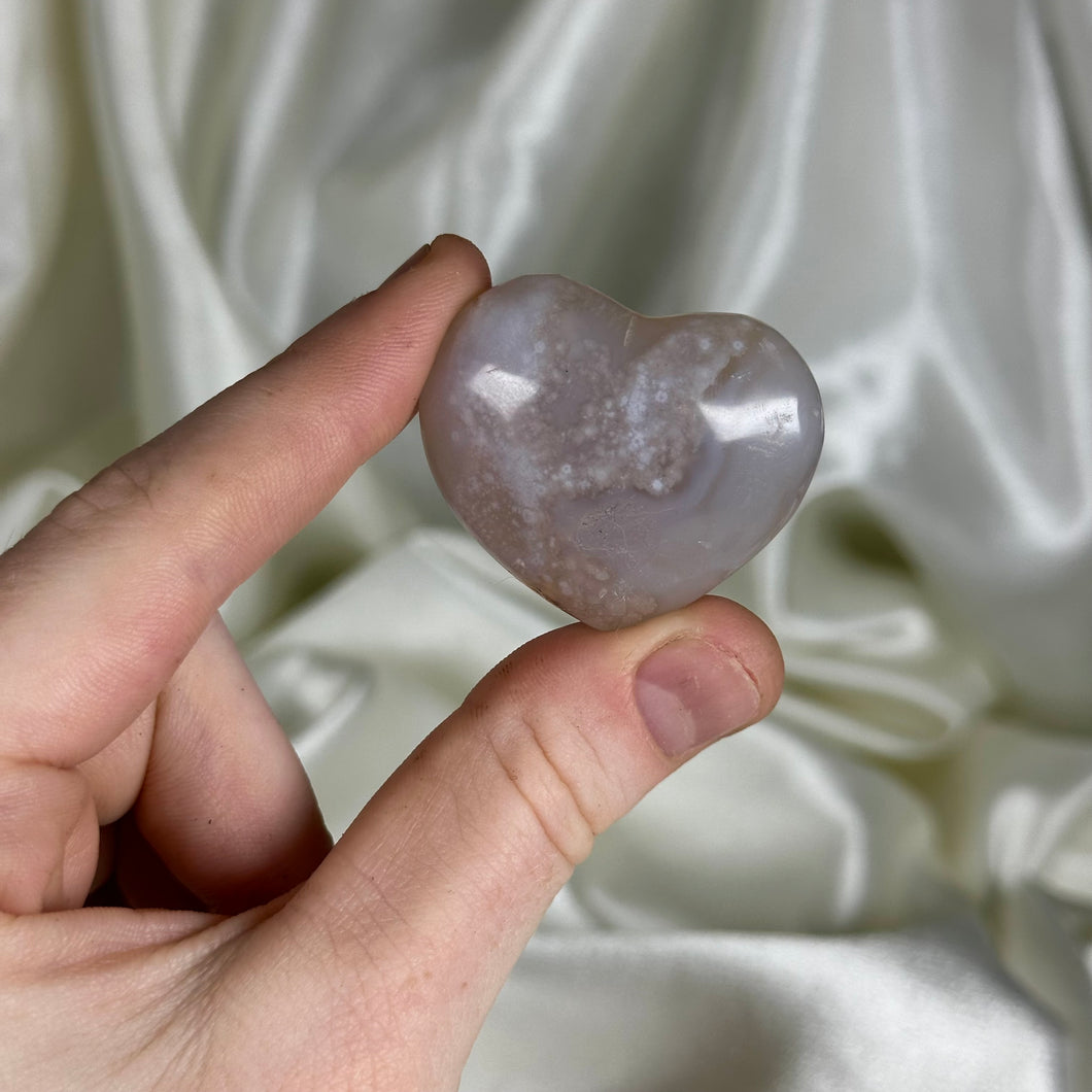 Flower Agate Heart Carving F