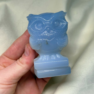 Blue Chalcedony Owl Carving