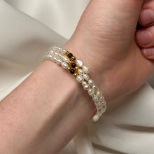 Load image into Gallery viewer, Wraparound Pearl + Garnet Beaded Bracelets
