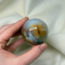 Load image into Gallery viewer, Speckled Sea Jasper Egg with Pyrite Sprinkles
