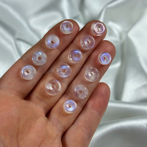 Flashy Moonstone Donut Carvings