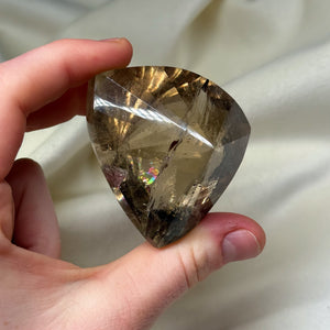 Faceted Citrine Fancy Cut Carving with Rainbows