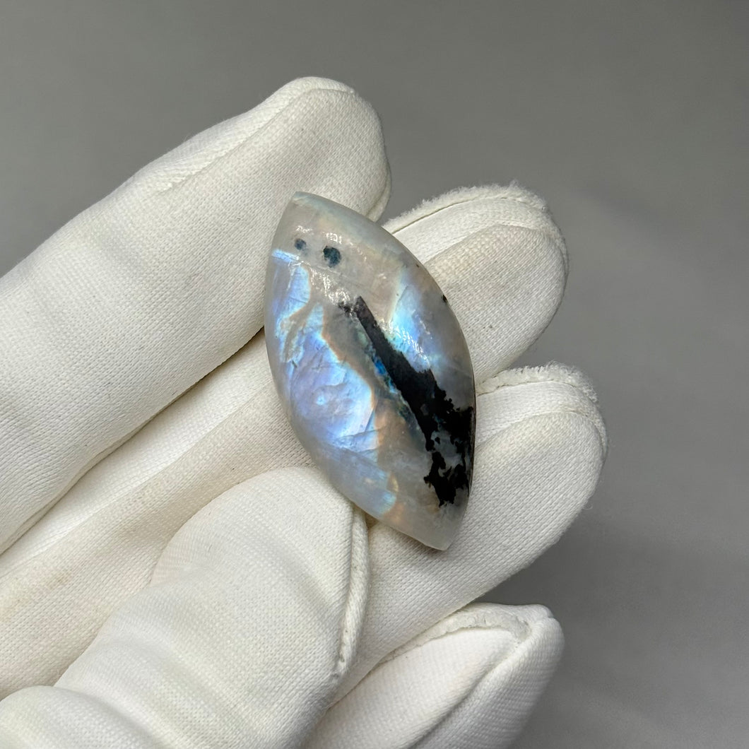 Rainbow Moonstone Cabochon with Tourmaline 36.35ct