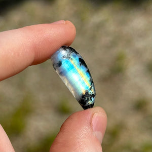 Rainbow Moonstone with Tourmaline Cabochon N