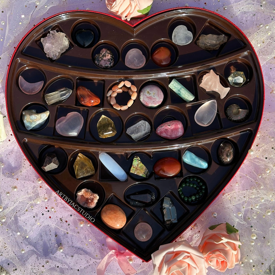 The XXL Crystal Heart Box of “Chocolates” Valentines Bundle