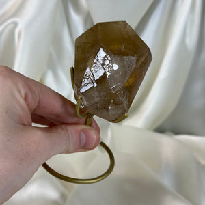 Partially Polished Elestial Citrine Freeform on Stand