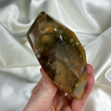 Load image into Gallery viewer, XL “Outer Space” Amphibole in Quartz Freeform on Stand
