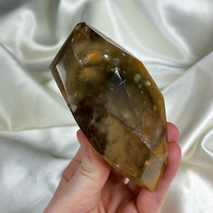XL “Outer Space” Amphibole in Quartz Freeform on Stand