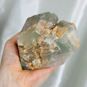 XL Lithium x Chlorite Quartz Partially Polished “Heart” Cluster (1lb 1.5oz)