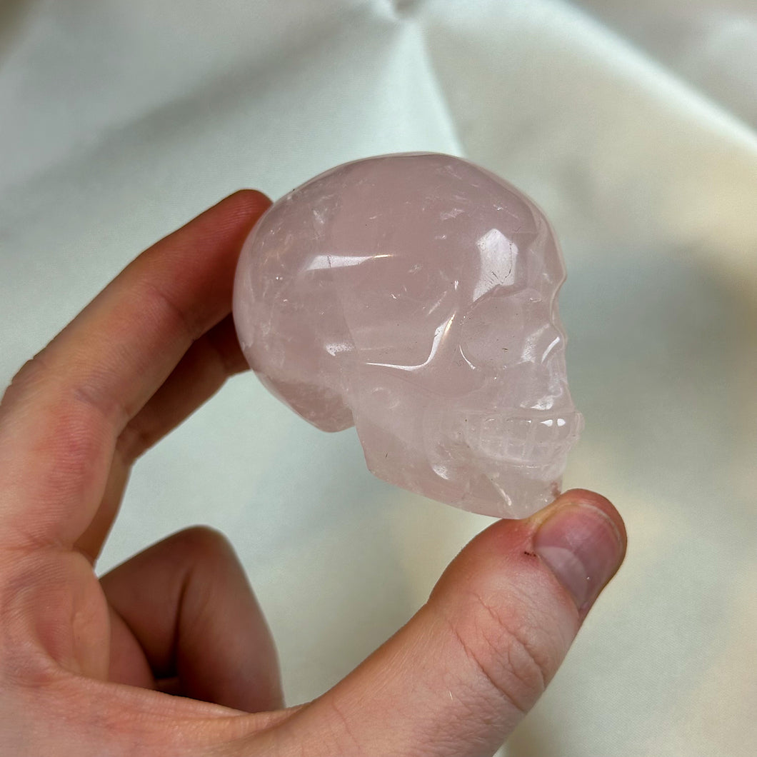 Rose Quartz Skull Carving A