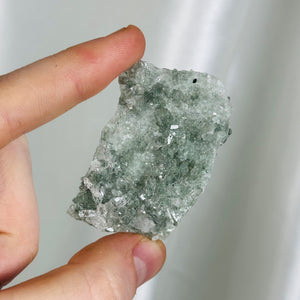 Small Himalayan Quartz Plate with Glassy Points and Chlorite + Anatase