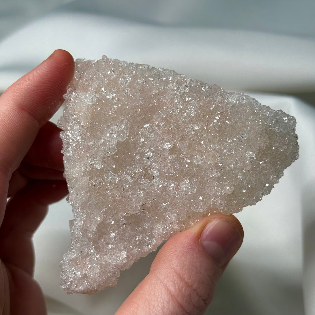 Diamond Apophyllite with Silky Stilbite Cluster A