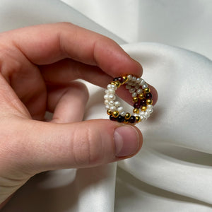 Wraparound Pearl + Garnet Beaded Rings