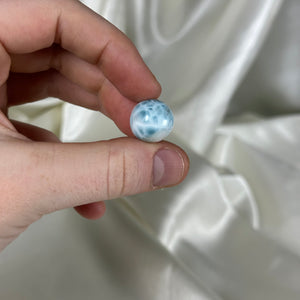 Vibrant and Chatoyant Larimar Sphere