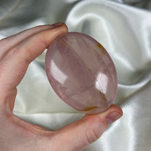 Load image into Gallery viewer, Jelly Rose Quartz Palmstone with Golden Healer
