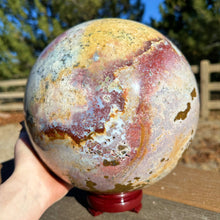 Load image into Gallery viewer, XXXXL (39lb+) Pastel Orbicular Jasper Sphere with Pyrite Sprinkles
