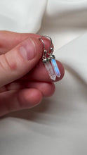 Load and play video in Gallery viewer, Sterling Silver Rainbow Moonstone Dangle Earrings A
