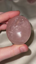 Load and play video in Gallery viewer, Star Rose Quartz Palmstone with Pyrite E

