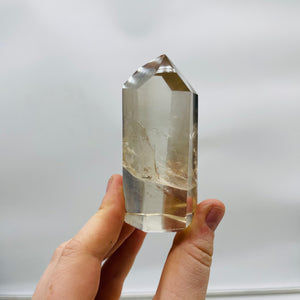 Large Natural Smoky Champagne Citrine Tower with Amazing Clarity (chipped tip)
