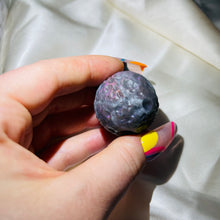 Load image into Gallery viewer, Rare Purple Labradorite Full Moon Sphere Carving 8
